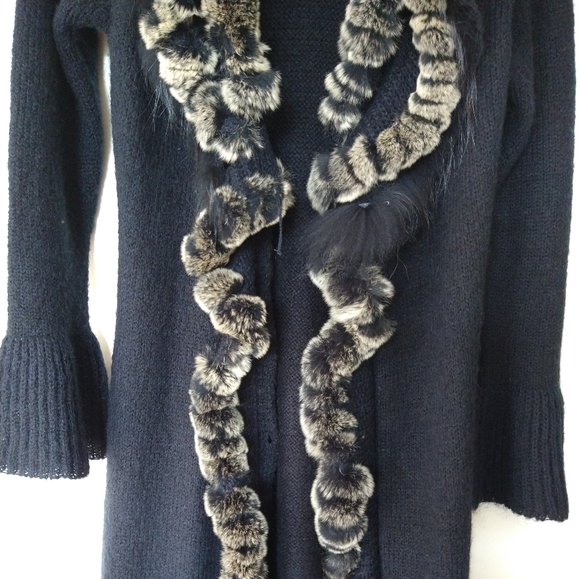 Long Fur-Trim cardigan - Picture 2 of 10